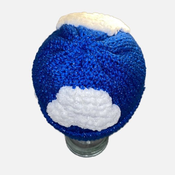 Plasma Beamz Hand-Knitted Metallic Blue Head in the Clouds Beanie